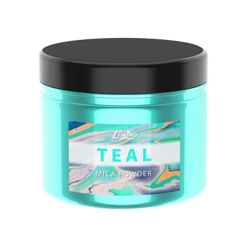 Limino Mica Powder Pure - 3.5oz Pearl Epoxy Resin Color Pigment - Cosmetic Grade Coloring Pigment - Natural Soap Dye for Soap Making Supplies Kit, Bath Bomb Colorant, Paint, Nail Art (Teal) - Image 1